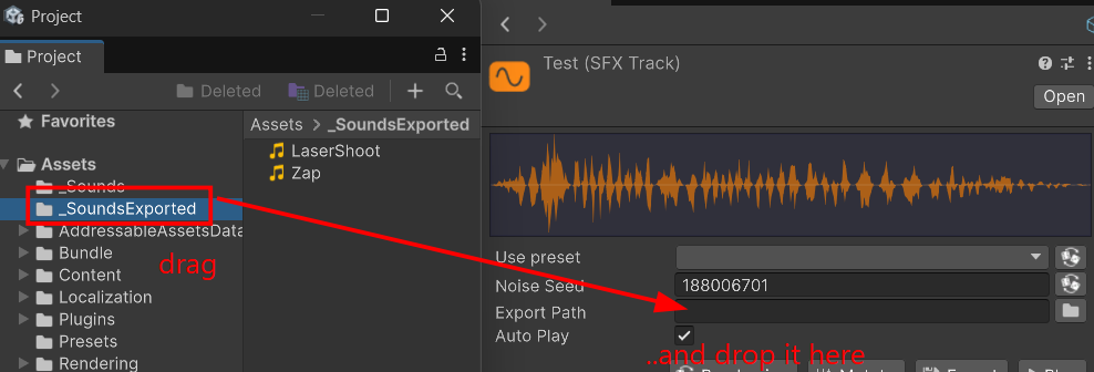 SFXTrack Export Path